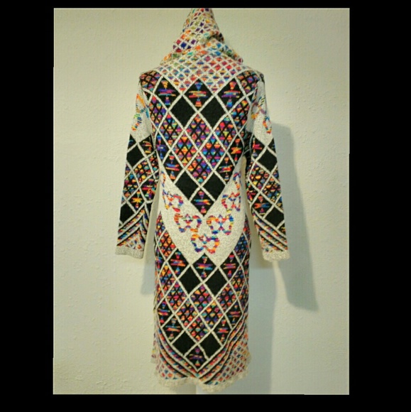 NWT Aztec Tribal BOHO Hooded Cardigan Sweater - Picture 5 of 5